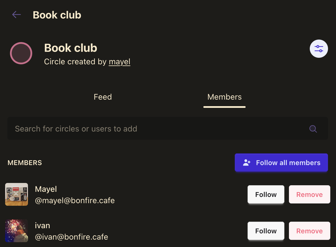 Circle members