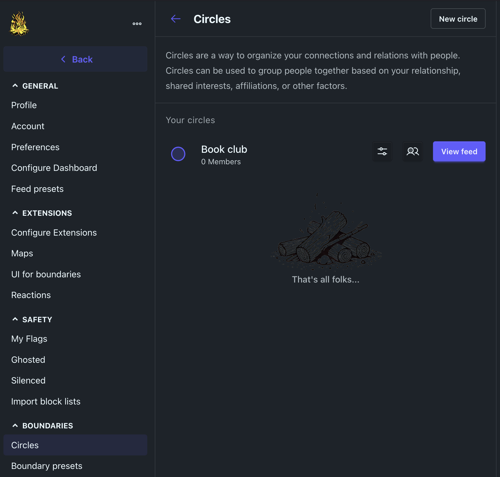 Settings circles